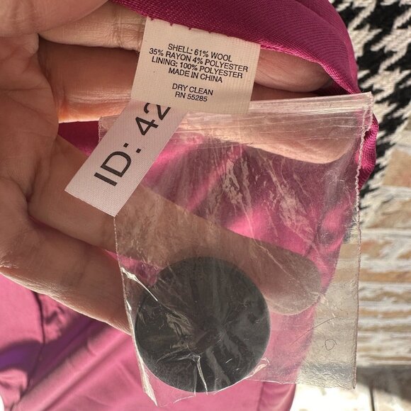 Express Pea Coat Wool Blend Houndstooth White Black Y2K Women's Size S‎ New - Picture 7 of 12